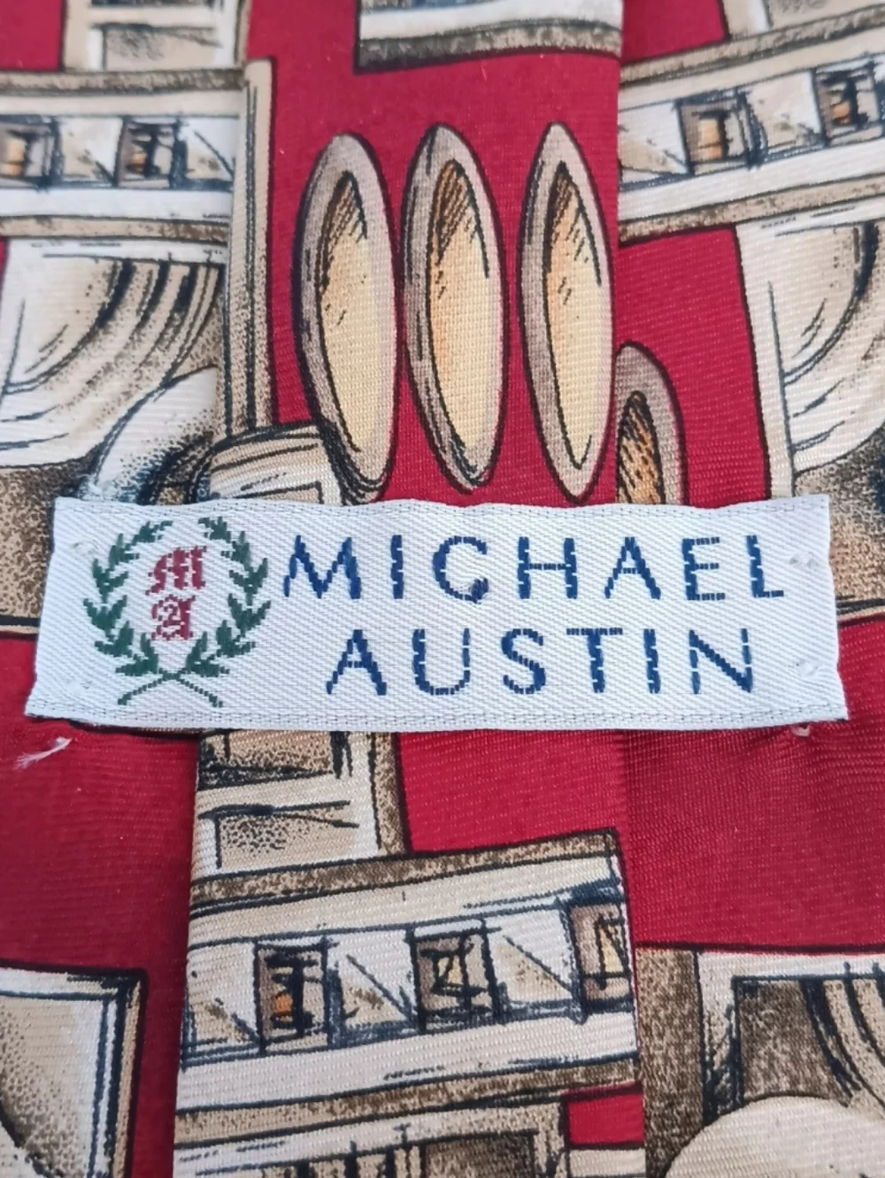 Vintage Silk Michael Austin Tie | EUC | Burgundy & Tans